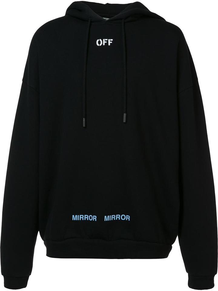 Off-white Printed Back Hoodie, Men's, Size: Xl, Black, Cotton