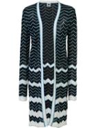 M Missoni Long Open Cardigan, Women's, Size: 40, Blue, Cotton/polyimide/polyester