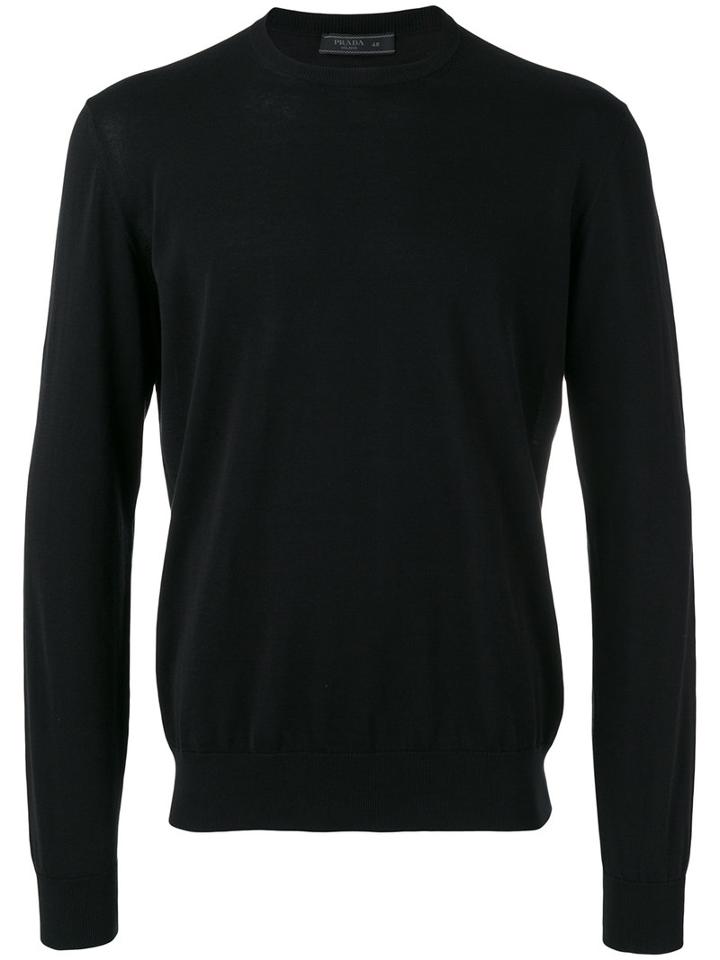 Prada Plain Sweatshirt, Men's, Size: 46, Black, Cotton