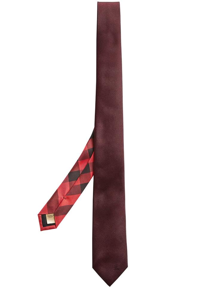 Burberry Slim-cut Check Twill Tie - Red