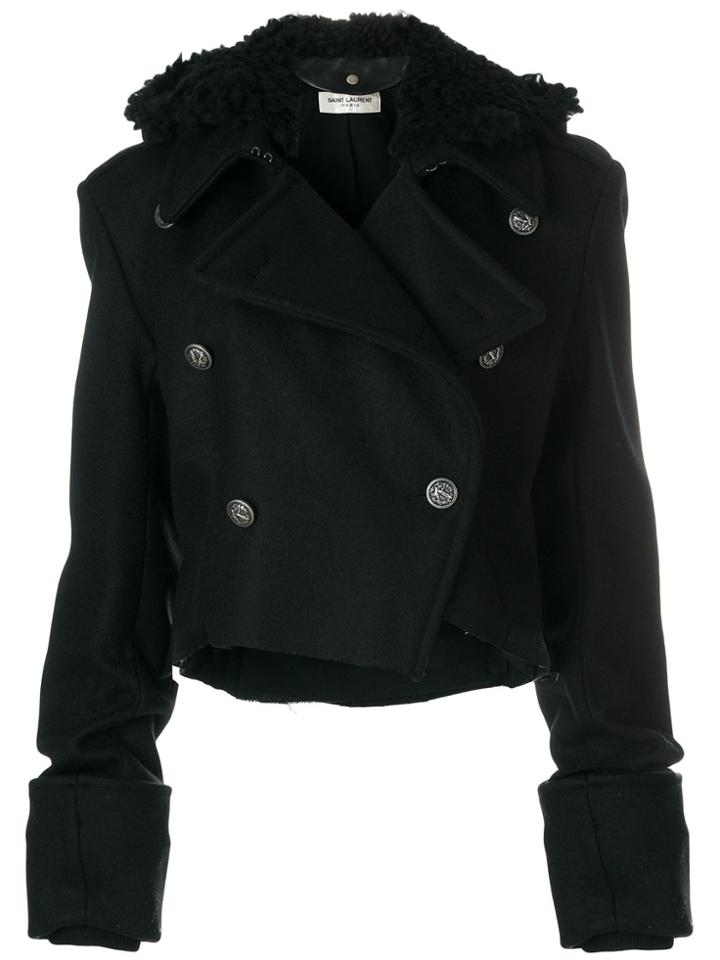 Saint Laurent Elongated Sleeve Cropped Jacket - Black