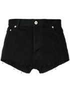 Heron Preston Frayed Denim Shorts - Black