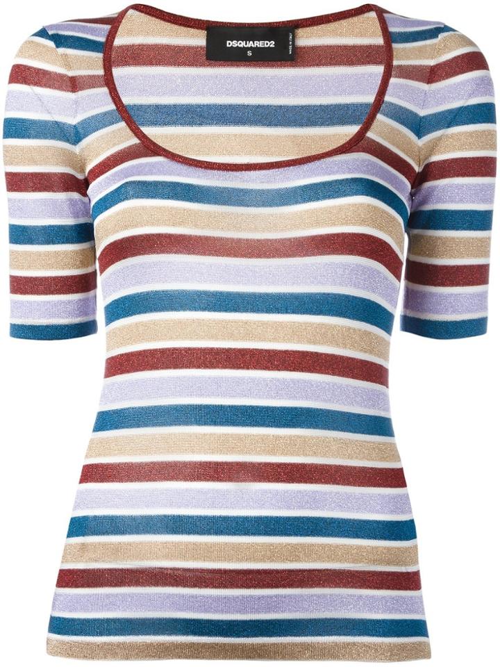 Dsquared2 Scoop Neck Striped T-shirt - Multicolour