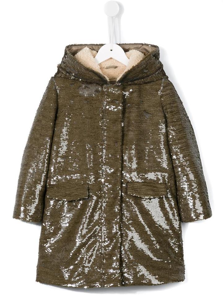 Ermanno Scervino Junior Sequin Embellished Coat, Girl's, Size: 10 Yrs, Grey