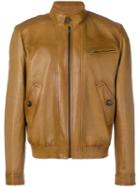 Prada Zipped Leather Jacket - Brown