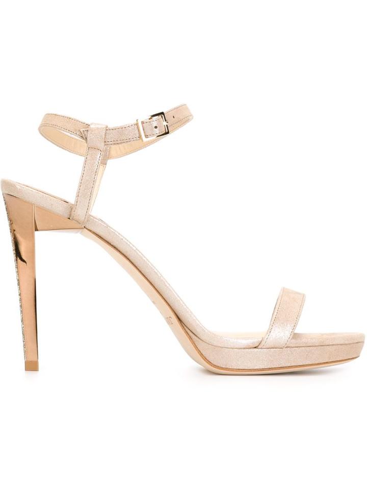 Jimmy Choo Claudette Sandals, Women's, Size: 39, Nude/neutrals, Calf Leather/leather