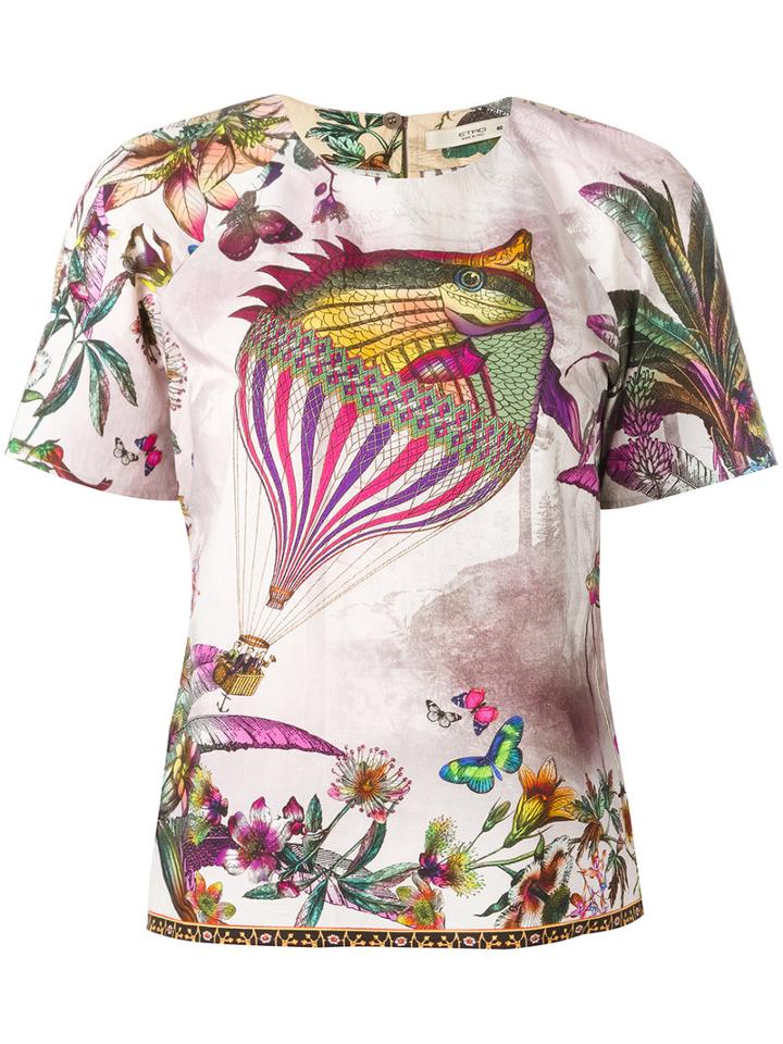 Etro Fish Print T-shirt, Women's, Size: 42, Cotton