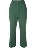 Tibi Anson Stretch Cropped Bootcut Pant - Green