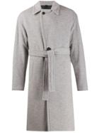 Hevo Belted Single Breasted Coat - Grey