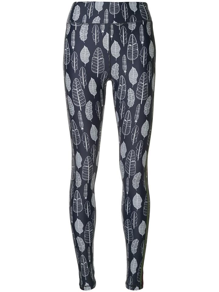 The Upside Leaf Print Fitness Leggings - Blue