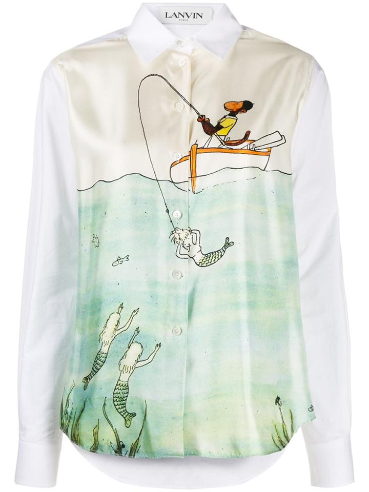 Lanvin Mermaid Print Buttoned Blouse - White