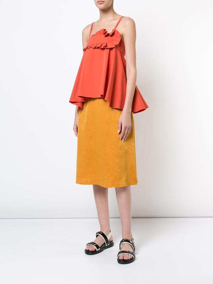 Carven Asymmetric Spaghetti Strap Tank Top - Red