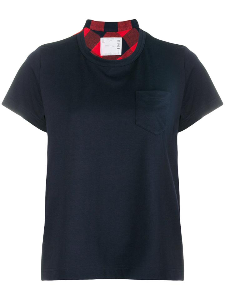 Sacai Plaid Back T-shirt - Blue