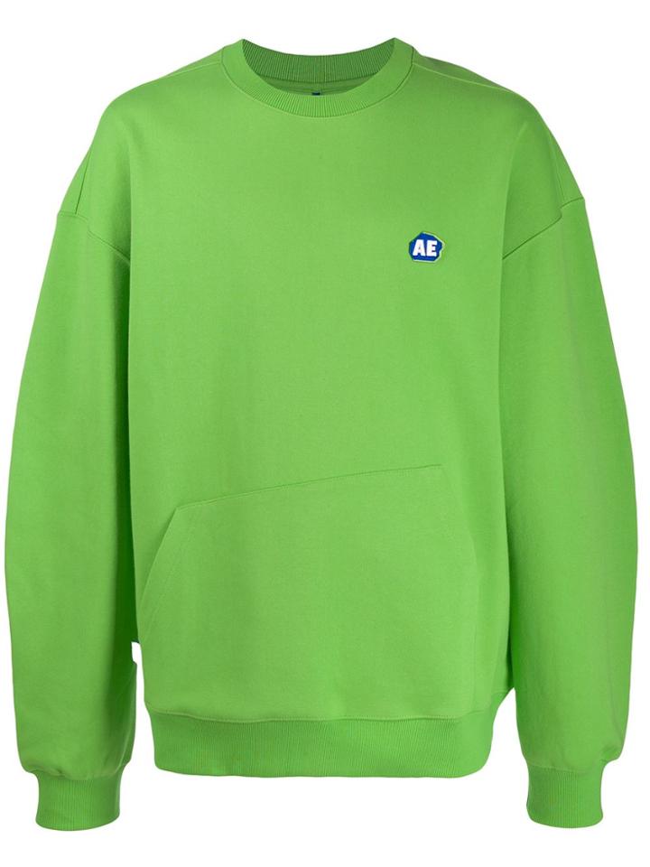 Ader Error Oversized Stone Logo Sweatshirt - Green