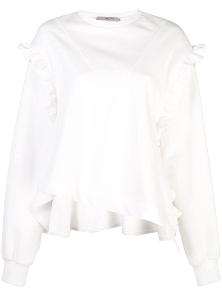 Preen Line Ruffled Asymmetric Sweatshirt - White
