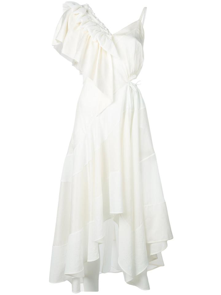 Loewe Asymmetric Ruffle Dress - White