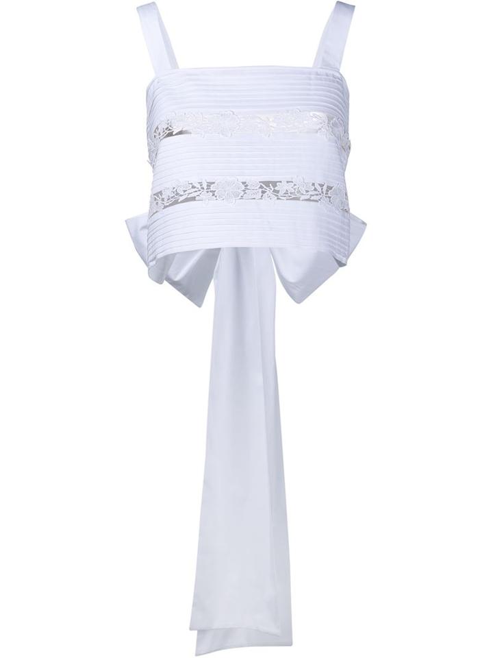 Rochas Top With Oversized Bow And Lace Panels