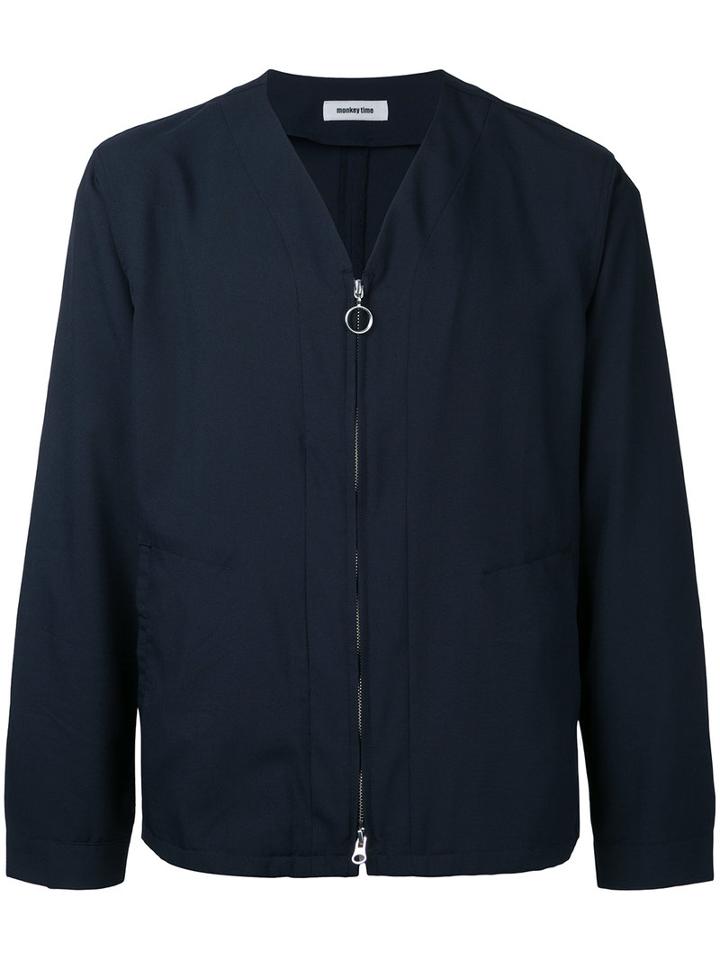 Monkey Time - Zipped Shirt Jacket - Men - Polyester - Xl, Blue, Polyester
