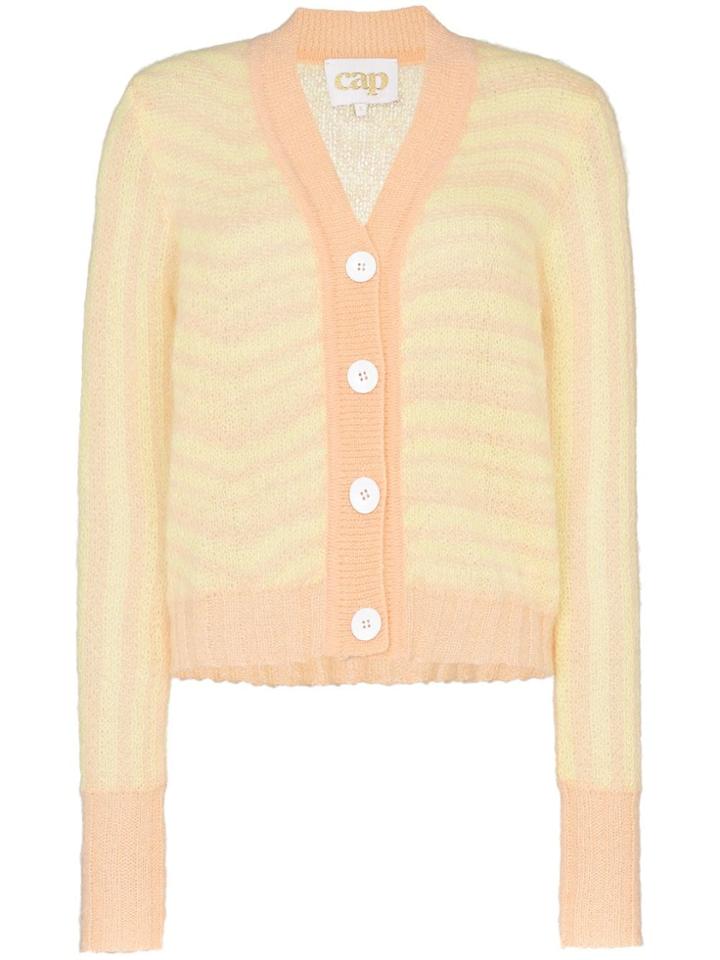 Cap Gisele Striped Mohair-blend Cardigan - Powder/lime