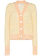 Cap Gisele Striped Mohair-blend Cardigan - Powder/lime