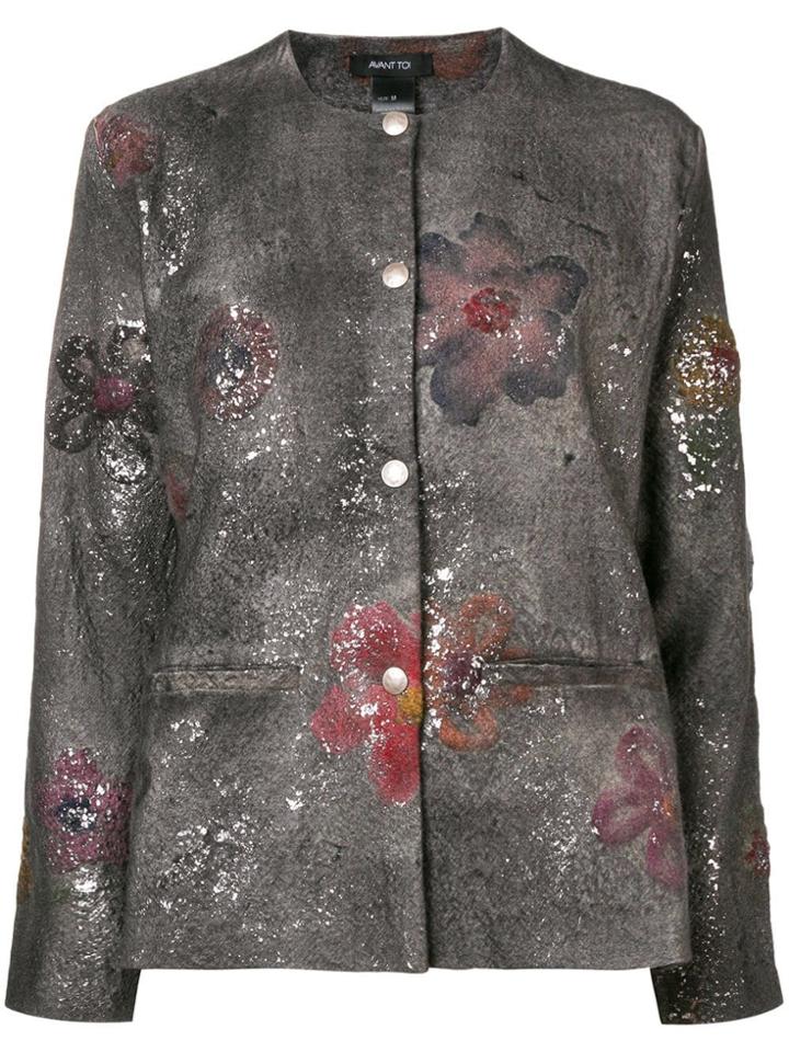 Avant Toi Round Neck Jacket With Needle - Grey