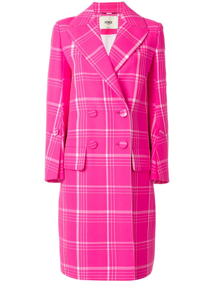 Fendi Checked Tailored Coat - Pink & Purple
