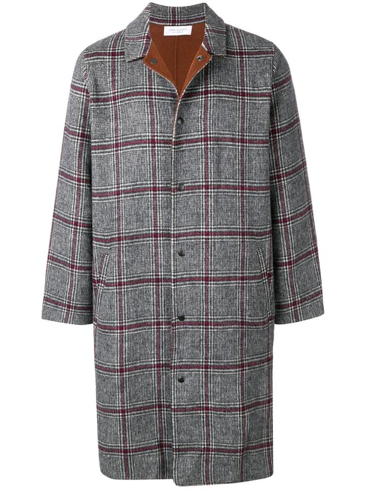 John Elliott Checked Straight-fit Coat - Grey
