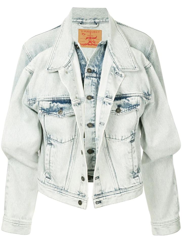 Y / Project Double Front Denim Jacket - Blue