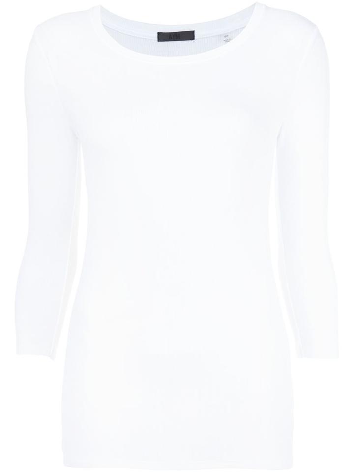 Atm Anthony Thomas Melillo 'ballet Neck' Ribbed Top, Women's, Size: Small, White, Spandex/elastane/modal