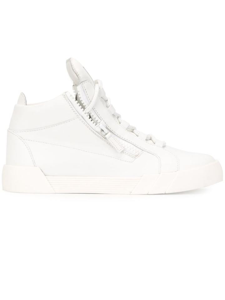 Giuseppe Zanotti Design Side Zip Hi-top Sneakers, Men's, Size: 42, White, Rubber/leather