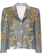 Thom Browne Classic Single Breasted Sport Coat In Organza With Multi