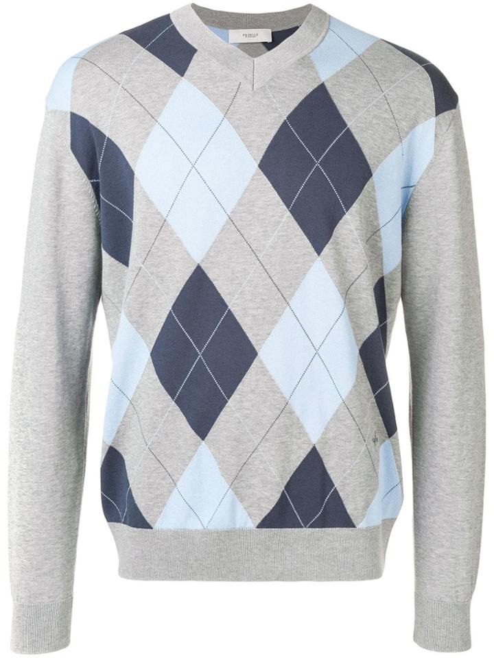 Pringle Of Scotland Intarsia Argyle Jumper - Grey