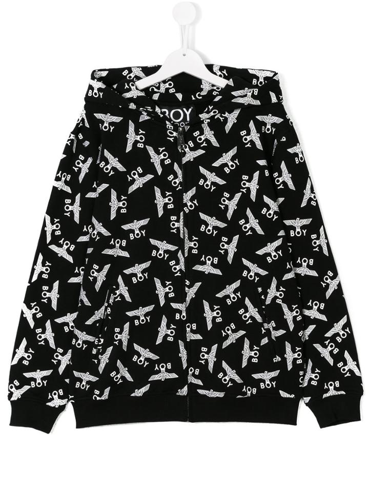 Boy London Kids All Over Logo Print Hoodie - Black