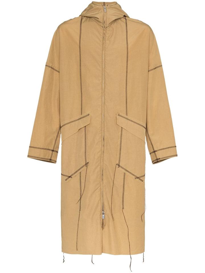 Sulvam Long Sleeve Zip Up Rain Coat - Brown