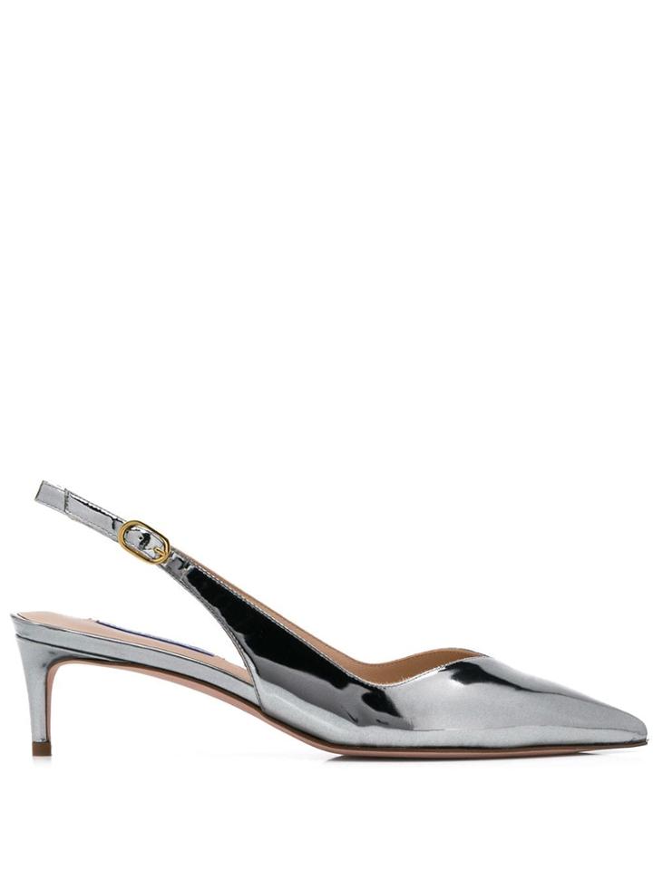 Stuart Weitzman Edith Slingback Pumps - Silver