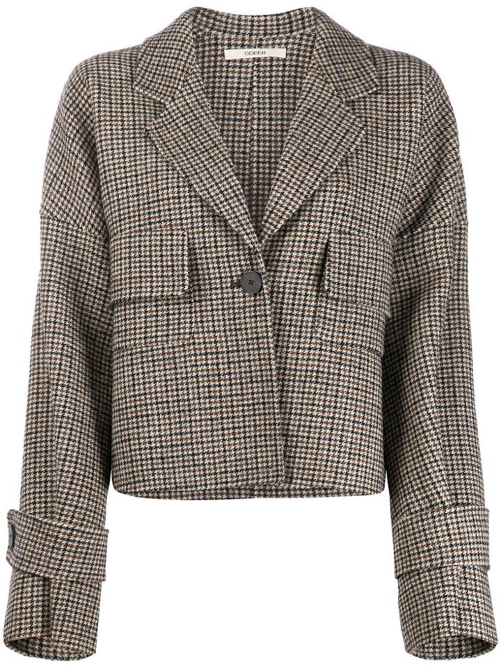 Odeeh Houndstooth-print Jacket - Brown