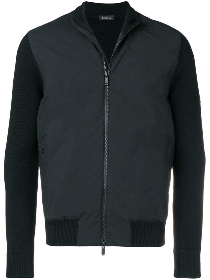 Z Zegna Fitted Bomber Jacket - Black