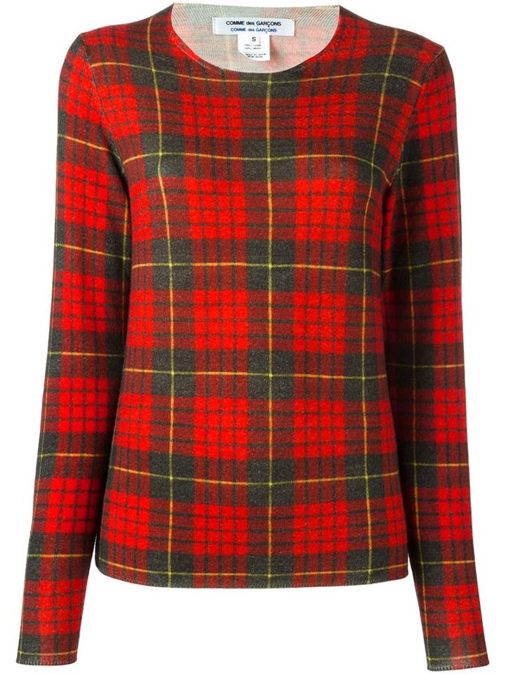 Comme Des Garçons Comme Des Garçons Tartan Plaid Jumper, Women's, Size: Medium, Red, Wool