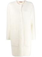 Twin-set Textured Single Breasted Coat - White