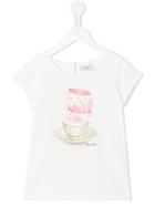 Monnalisa Tea Cup Print T-shirt, Girl's, Size: 6 Yrs, White
