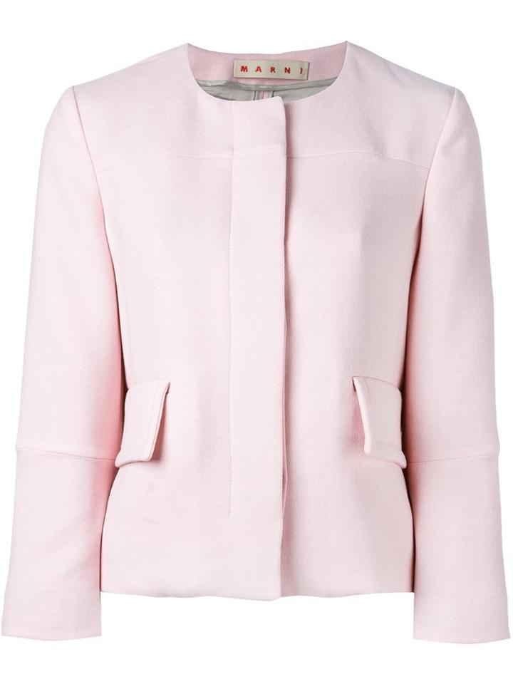 Marni Three-quarter Sleeve Jacket, Women's, Size: 38, Pink/purple, Cotton/viscose/virgin Wool