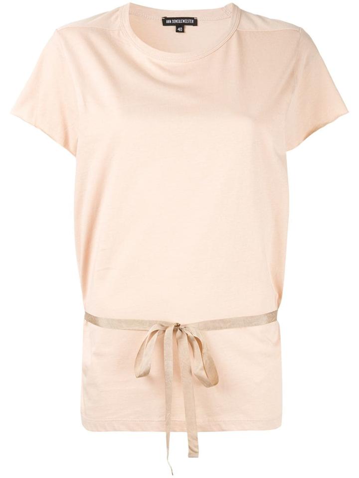 Ann Demeulemeester Short Sleeved T-shirt With Belt - Neutrals