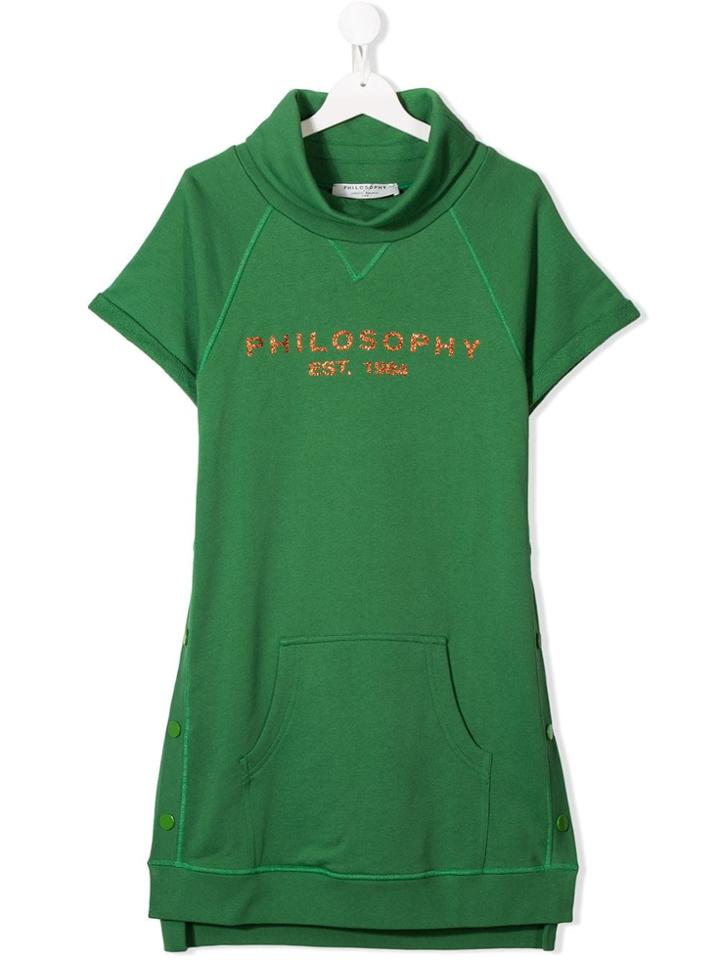 Philosophy Di Lorenzo Serafini Kids Teen Logo Jersey Dress - Green