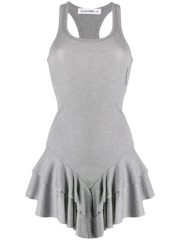Filles A Papa Sonja Ruffled Hem Dress - Grey