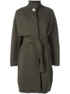 Gianluca Capannolo Funnel Neck Coat, Women's, Size: 42, Green, Nylon/spandex/elastane/virgin Wool