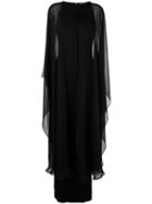 Tom Ford Chiffon Cape Dress, Women's, Size: 40, Black, Cotton/spandex/elastane/viscose/spandex/elastane