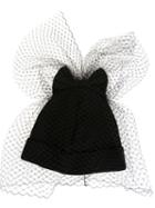 Federica Moretti Veil And Bow Beanie, Women's, Black, Cotton/polyester