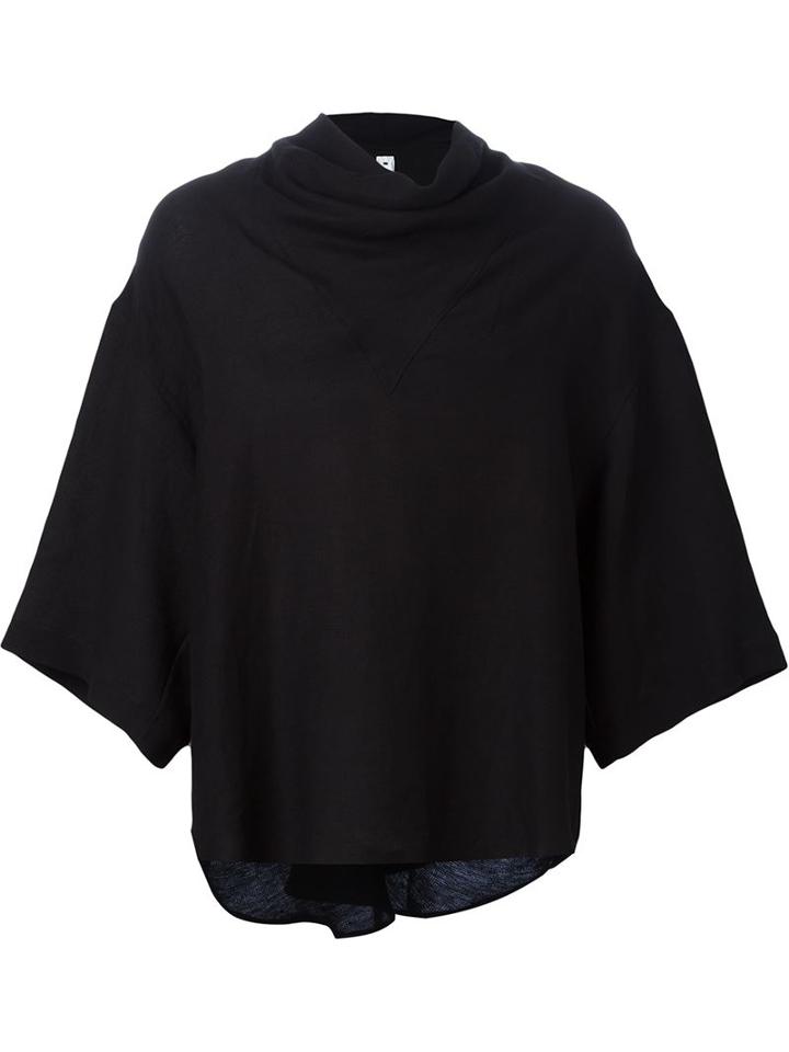 Damir Doma Cowl Neck Wide Fit T-shirt, Men's, Size: Medium, Black, Linen/flax/viscose