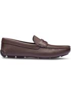 Prada Saffiano Leather Loafers - Brown