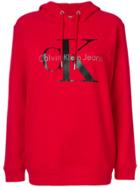 Calvin Klein Jeans Logo Print Hoodie - Red